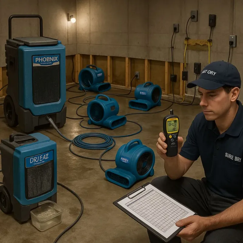 Structural Drying and Dehumidification process in Sussex County, VA